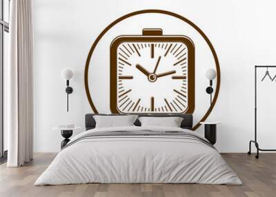 Time conceptual stylish icon, simple desk clock placed in a circ Wall mural