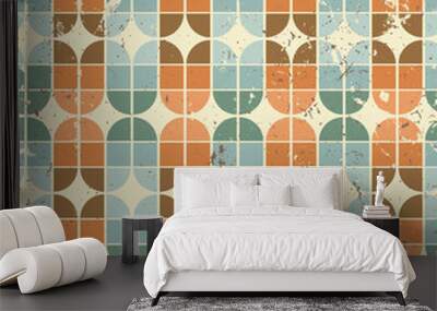 vintage bright geometric seamless pattern, elliptic abstract bac Wall mural