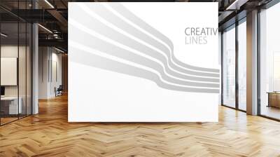 Wave lines in 3D perspective vector abstract background with smooth gradient of light grey and white monochrome colors, easy relaxing motion. Wall mural