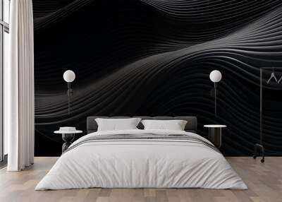 abstract waves black background Wall mural