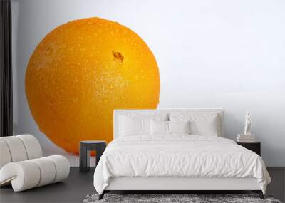 Delicious wet orange over white Wall mural