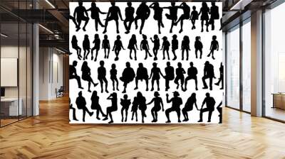 Black silhouettes of a people sitting Wall mural