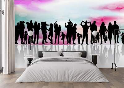 Family silhouettes Wall mural