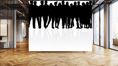 Group of people. Crowd of people silhouettes. Wall mural