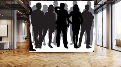 Group of people. Crowd of people silhouettes. Wall mural