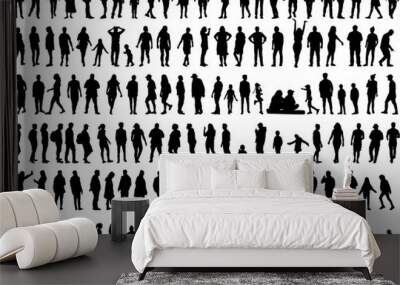 Large collection of silhouettes concept. Wall mural