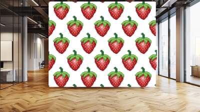 Strawberry pixel seamless pattern Wall mural