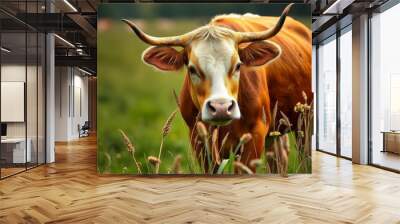 cow in a meadow Wall mural