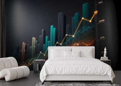 A colorful chart showing a steady upward trend of scalability in company and businesses, representing the idea of growth and financial success in business. Generative AI Wall mural