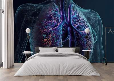 in-depth look 3d illustration of human lungs, fascinating study of anatomy and medicine, medical con Wall mural