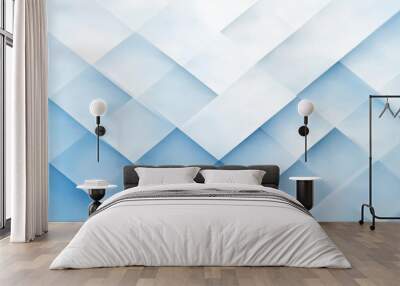 A blue and white background with squares and triangles Wall mural