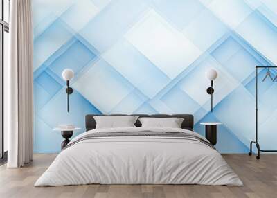 A blue and white background with squares of different sizes Wall mural