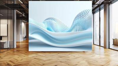 A blue and white wave with a lot of dots on it Wall mural