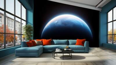 A blue planet with a dark background Wall mural