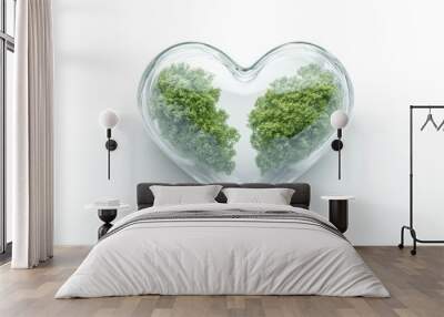 A heart made of glass with two trees inside Wall mural