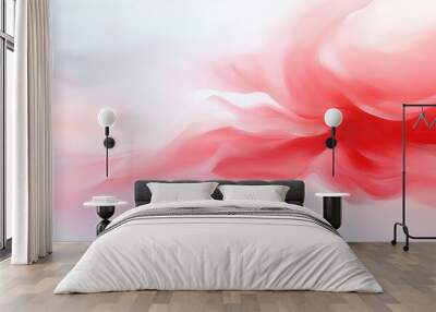 A red and white abstract painting with a red wave Wall mural