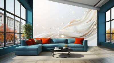 A white fabric with a wave pattern and a lot of glitter Wall mural