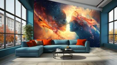 Two Souls In A Cosmic Embrace, Abstract Background Images Wall mural