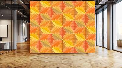 Autumn leaves tessellation seamless pattern background.  Wall mural