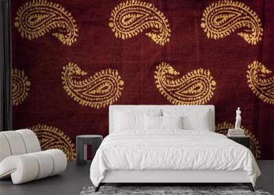 Traditional Indian hand printed fabric with mango design Wall mural