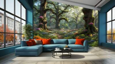 background trees in the forest 3 Wall mural