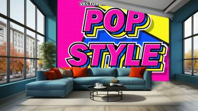 pop style colorful comic 3d style editable text effect font style template background cute color wallpaper design banner Wall mural