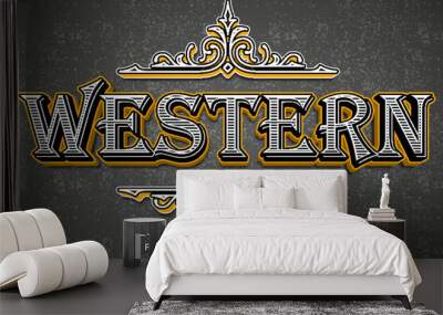 western retro vintage style typography editable text effect grunge texture template design background Wall mural