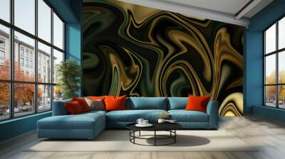 4K Gold design elements on a background of green and grey design, abstract marble alcohol ink background with flowing texture, luxury.
 Wall mural