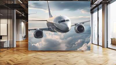 airplane flying over the clouds Wall mural