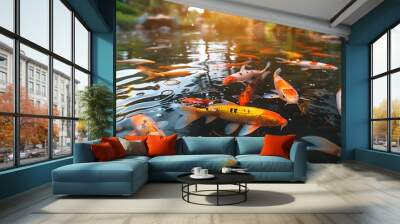 fish swimming in a pond Wall mural