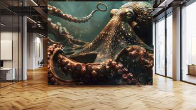 octopuses, intelligent creatures with many tentacles, on the ocean floor Wall mural