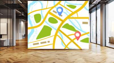 Location mark. Composition with map pointer. Vector illustration. Wall mural