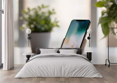 A sleek and simple smartphone holder, perfect for keeping your device easily accessible and organized. Wall mural