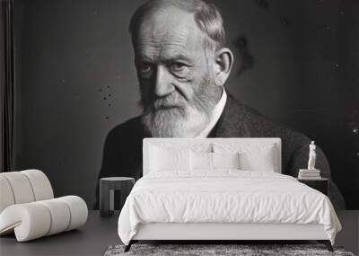 Portrait of Sigmund Freud, the Austrian neurologist and founder of psychoanalysis, in black and white. Wall mural