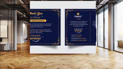 Modern creative luxurious amazon thank you card print ready premium vector with elegant golden color Wall mural