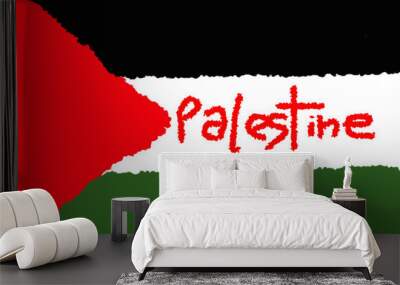 The Palestinian flag painted with a brush in a graphics program. Wall mural