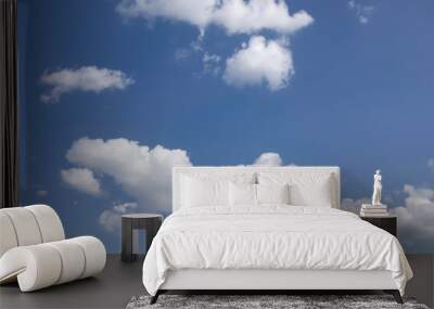 Blue sky with white clouds (cumulus)  Wall mural