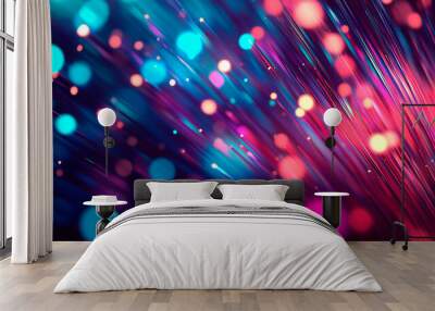 Abstrakte Lichtspuren und dynamische Bokeh-Effekte in Blau und Orange – ein futuristisches, leuchtendes Design für technologische und kreative Projekte Wall mural