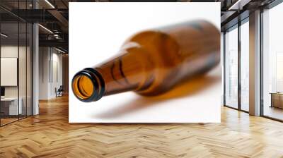 Brown beer bottle on a white background Wall mural