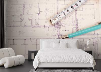 Engineering electricity diagram Wall mural