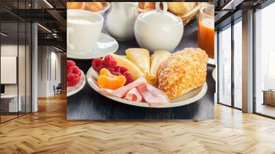 Fresh and continental breakfast table Wall mural