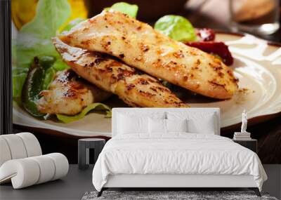 Grilled chicken breasts served with grilled paprika Wall mural