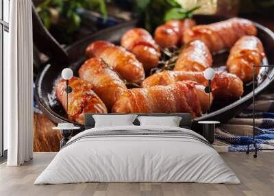 Pigs in blankets in baking dish Wall mural