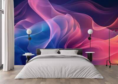 Abstract blue and pink swirl wave background. Flow liquid lines design elemen Wall mural