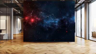 Abstract Space Background with a Starry Night and Connected Lines Wall mural