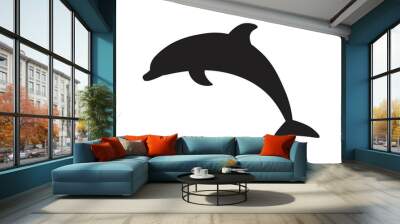 dolphin silhouette vector icon illustration isolated on white background Wall mural