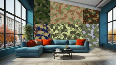 Seamless woodland camo pattern vector. Wall mural