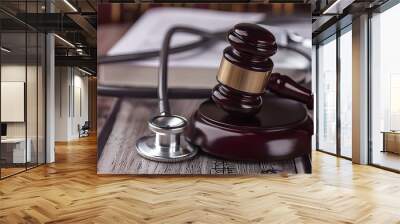 Medical Malpractice and Negligence in Healthcare:Gavel,Stethoscope,and Legal Proceedings Wall mural