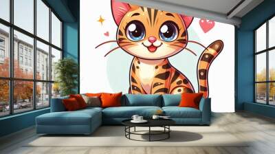 Cute Bengal Cat Vector Cartoon illustration Wall mural