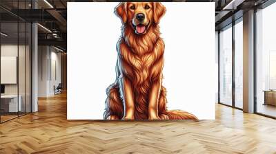 Cute Golden Retriever Vector Cartoon illustration Wall mural